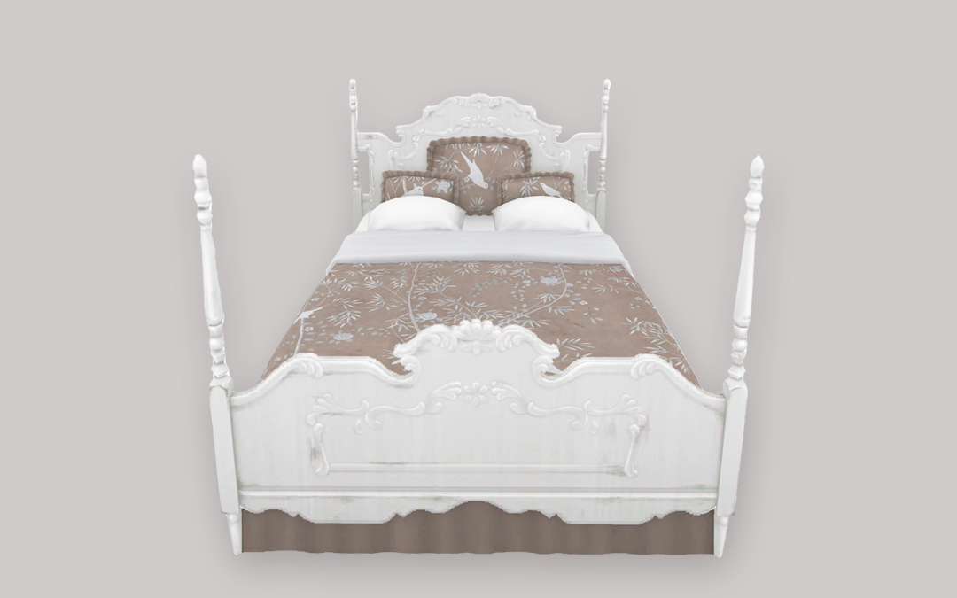 Vintage Bed with Silk Bedding